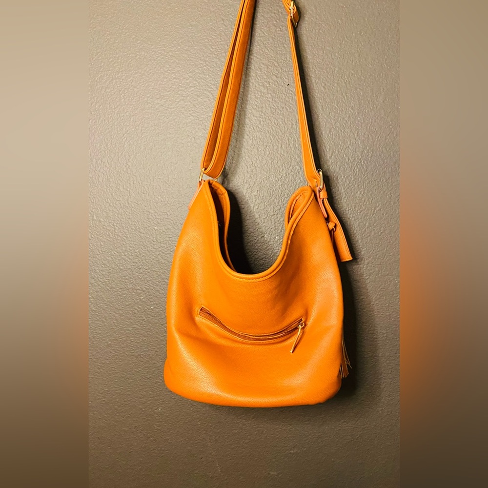 Pink Haley orange leather purse